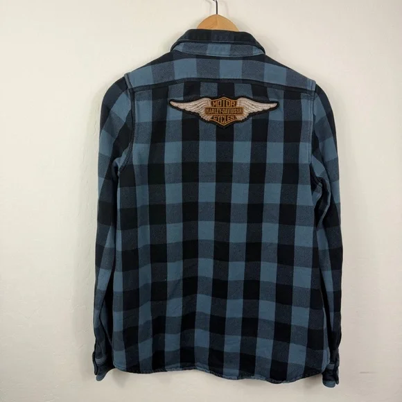 Harley-Davidson Black and Blue Checkered Shirt - Picture 6 of 10
